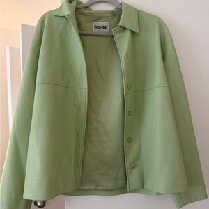Aritzia Light Green Leather Jacket